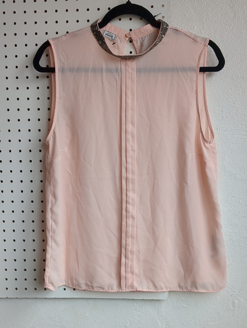 Sleeveless Blush Pink Sleeveless Top with Sparkly Collar